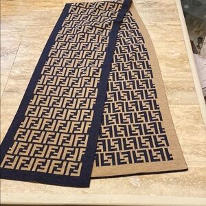 FENDI Tan and Black Long Wool Scarf - EUC with COA
